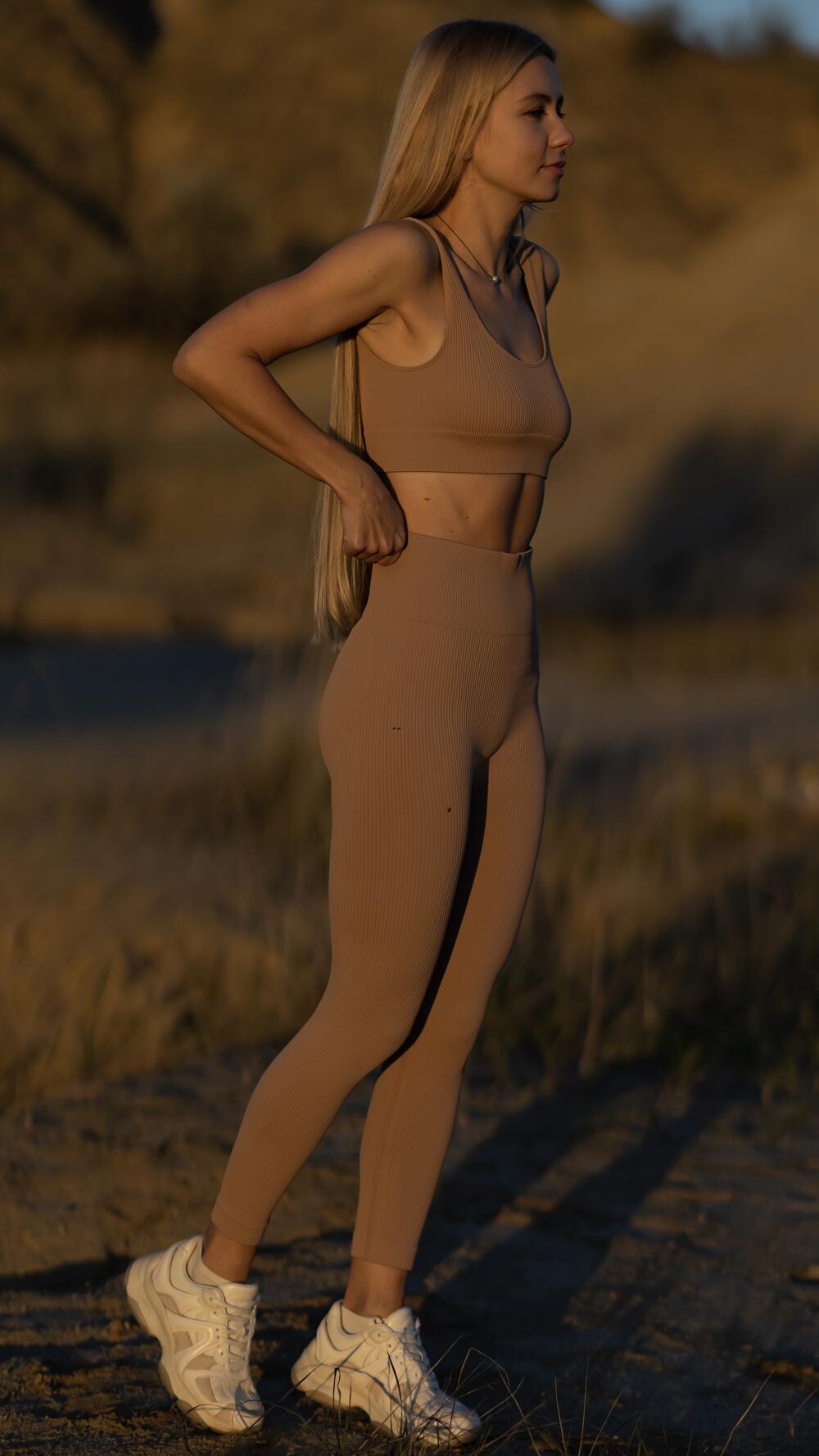 Топ у рубчик короткий made in Italy XS/S, Бежевий