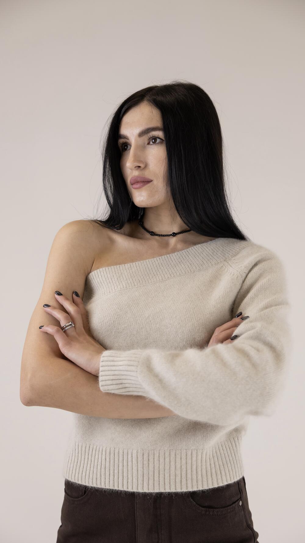 Джемпер на одне плече, ангоровий 