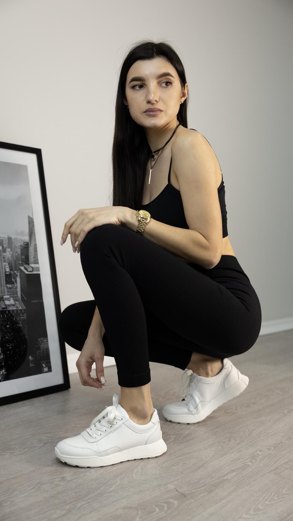 Лосини в рубчик , високі made in Italy M/L, Чорний