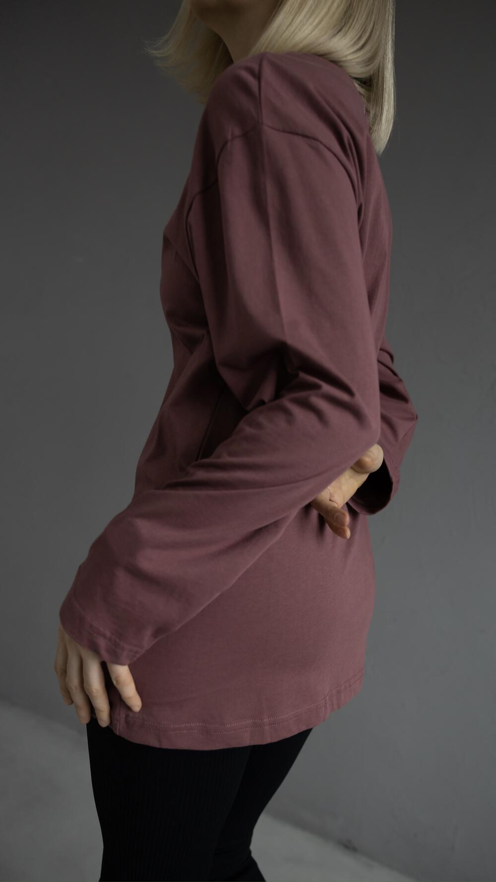 Лонг бавовняний, без принту CDE Oversize, Попельняста роза