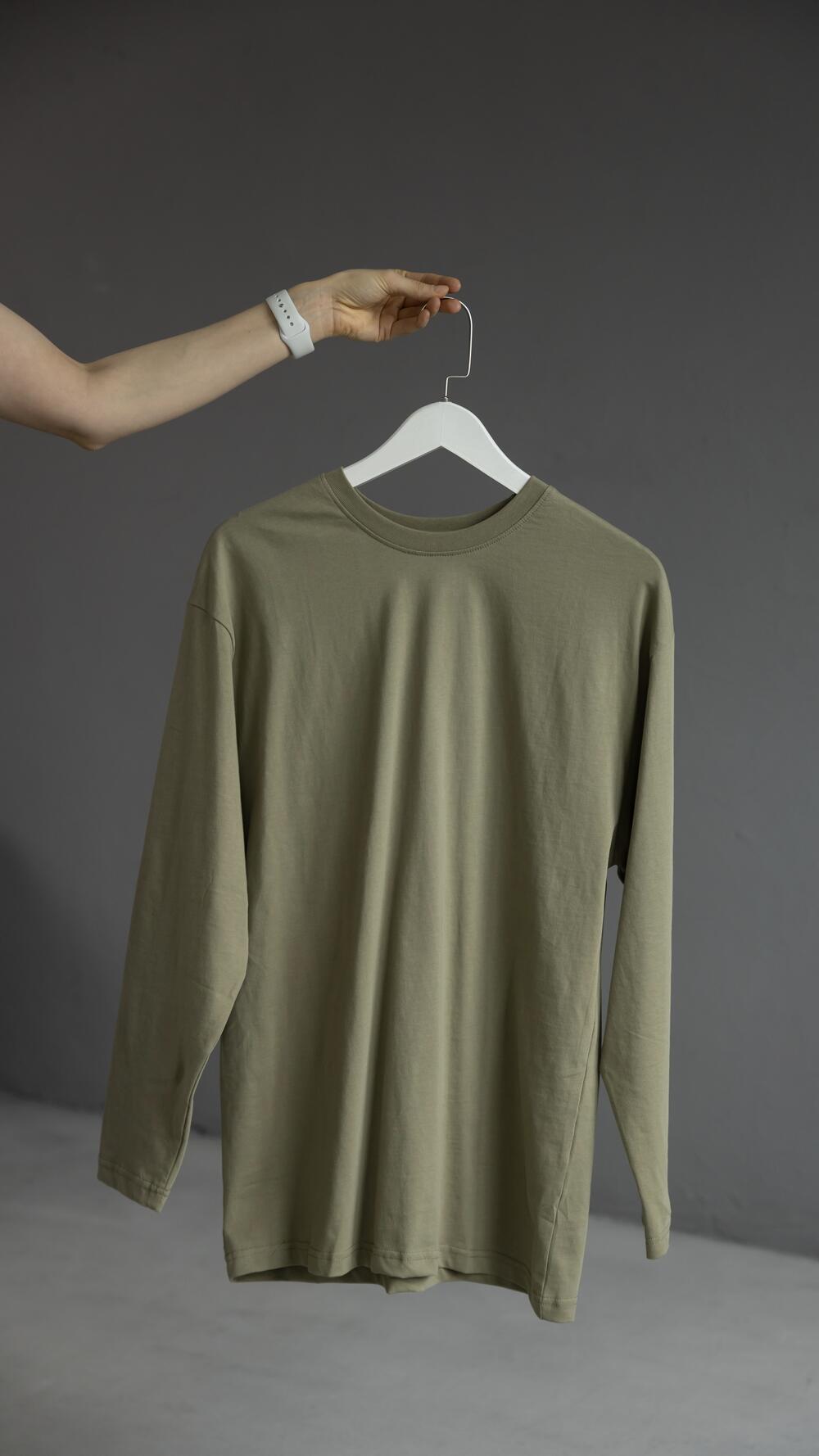 Лонг бавовняний, без принту CDE Oversize, Оливковий