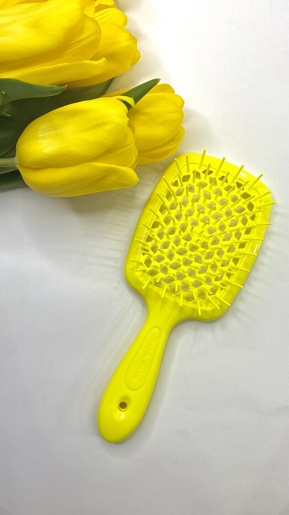 Гребінець для сушки феном велик. Janeke Великий, Жовтий, З ергономічною ручкою