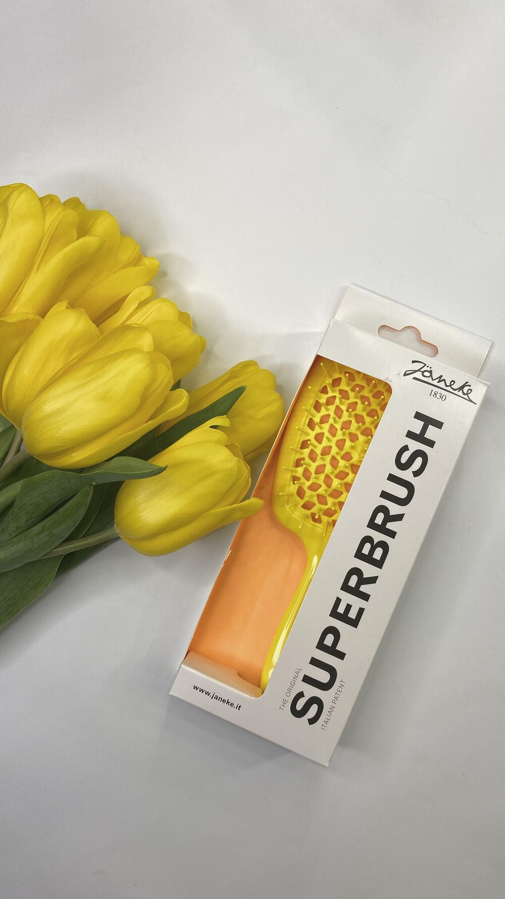 Гребінець для сушки феном велик. Janeke Великий, Жовтий, З ергономічною ручкою