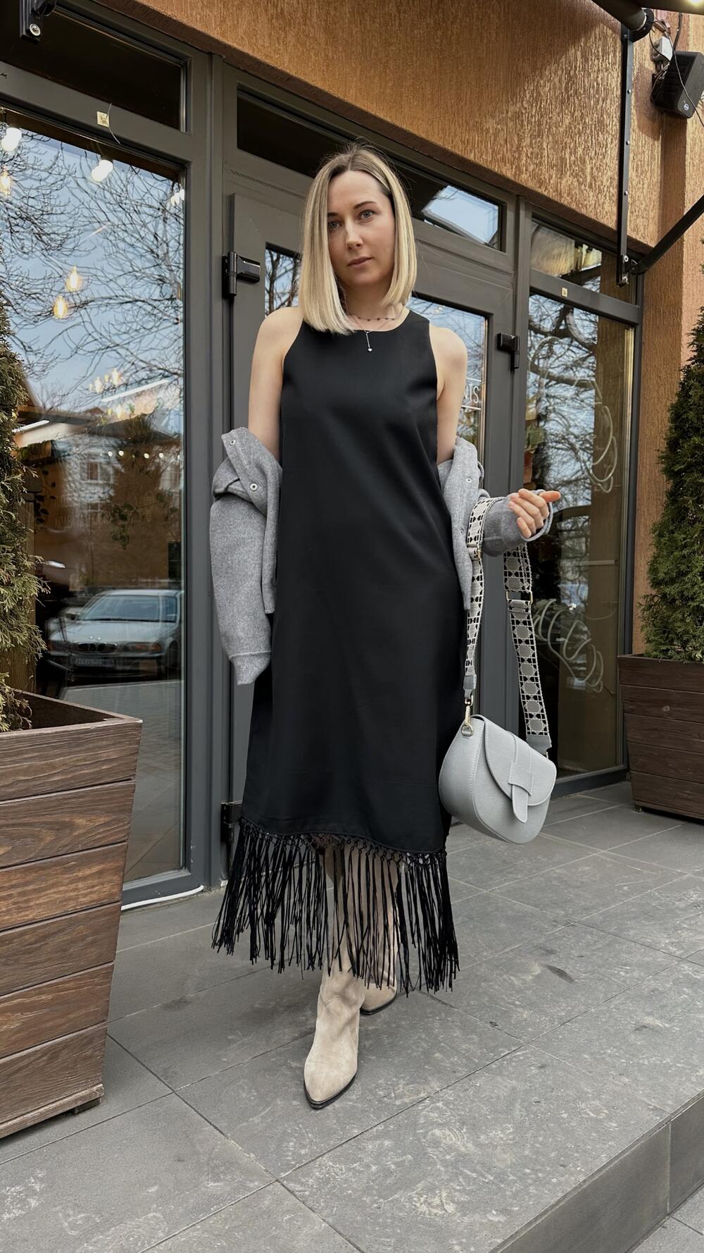 Сукня футляр на підкладі з бахромою Degrees L/XL, Чорний, L/XL, Чорний