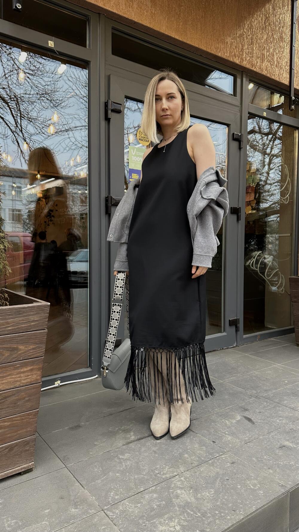 Сукня футляр на підкладі з бахромою Degrees L/XL, Чорний, L/XL, Чорний