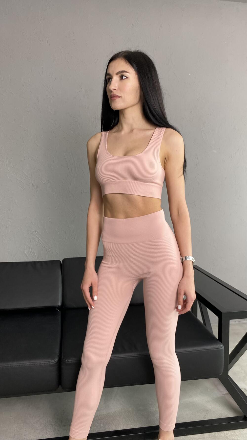 Топ у рубчик короткий made in Italy M/L, Рожевий