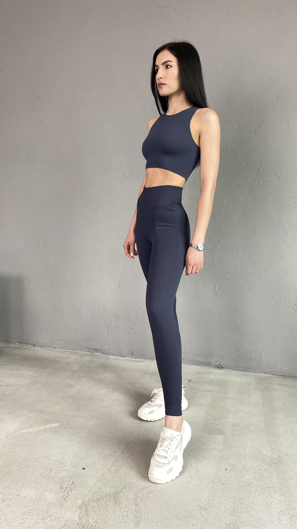 Топ у рубчик довгий, форма майки made in Italy M/L, Графітовий