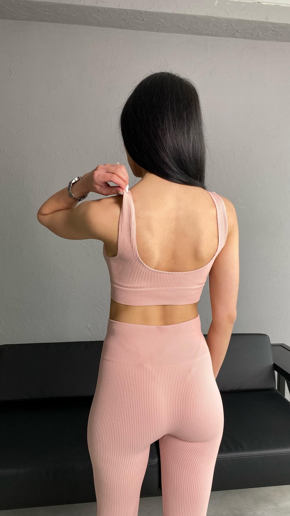 Топ у рубчик короткий made in Italy M/L, Рожевий