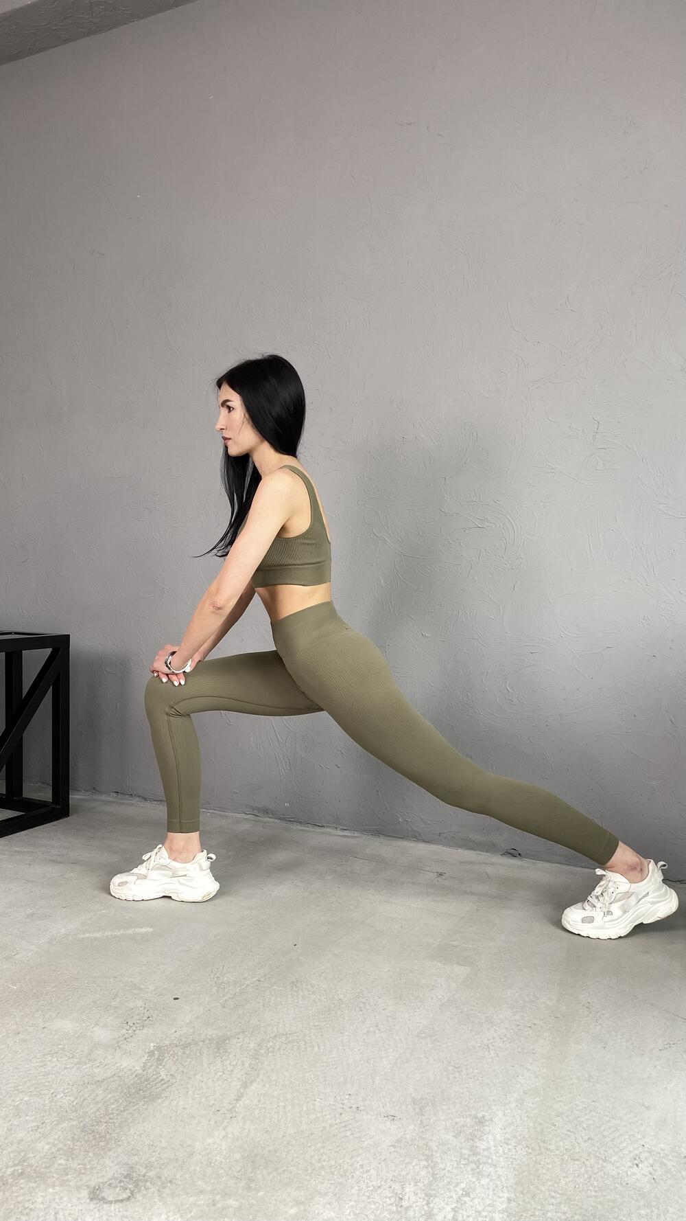 Лосини в рубчик , високі made in Italy XS/S, Хакі