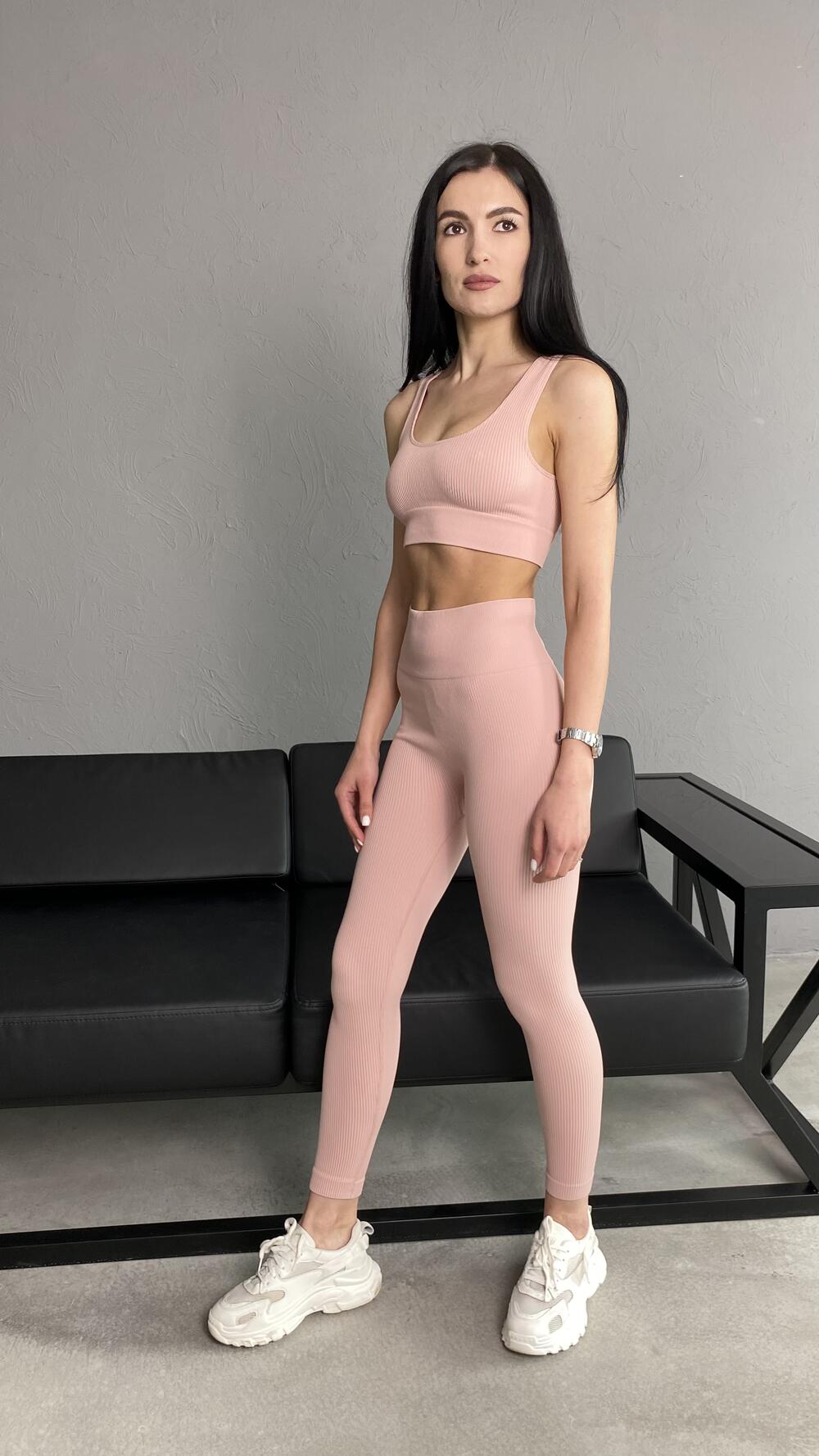 Топ у рубчик короткий made in Italy M/L, Рожевий