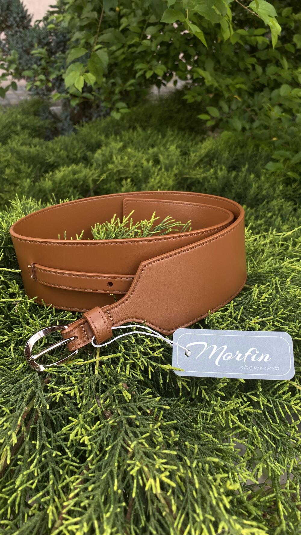 Ремінь шкіряний подвоєний 5,5 см Коричневий