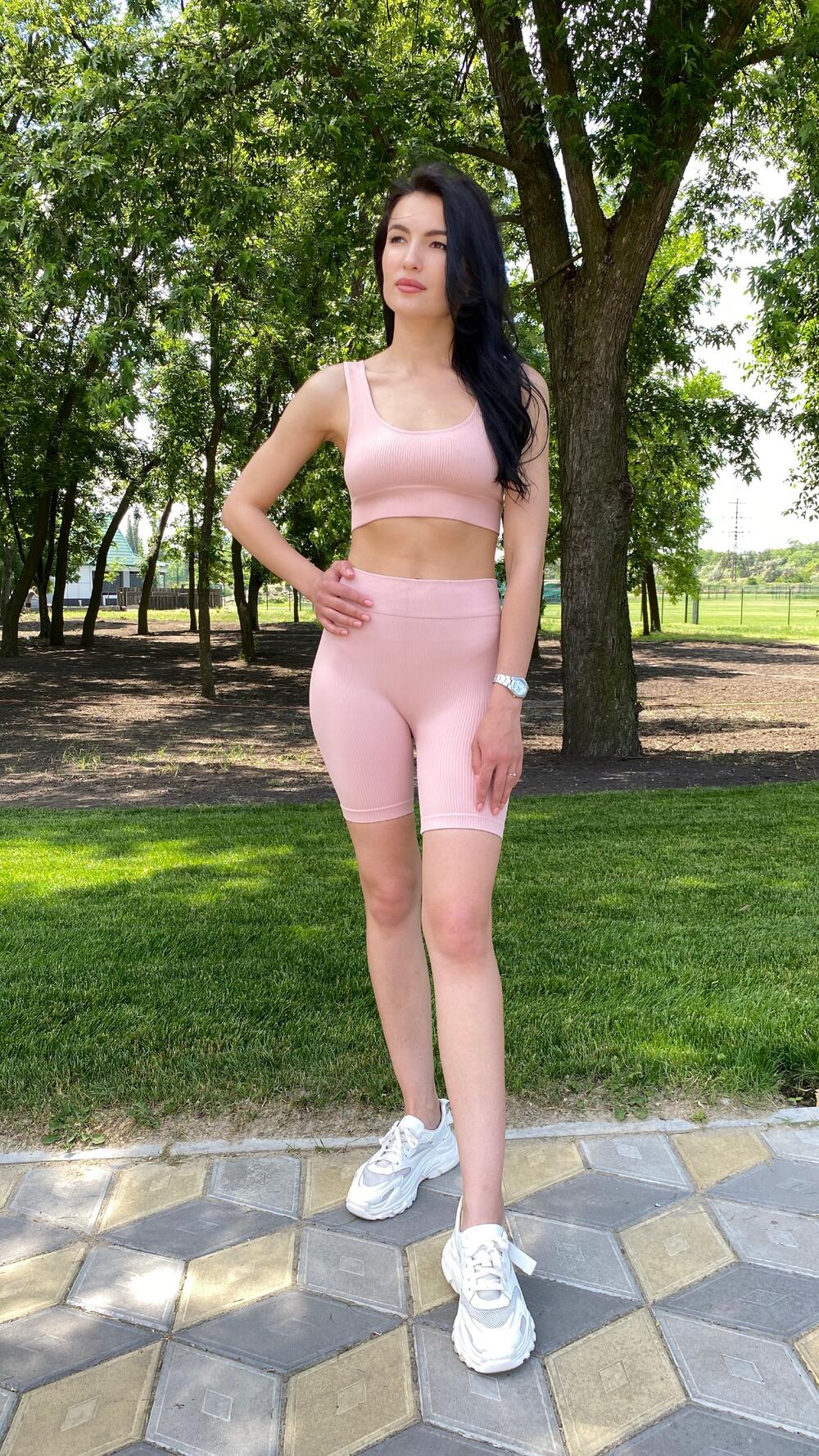 Велосипедки у рубчик made in Italy XS/S, Рожевий