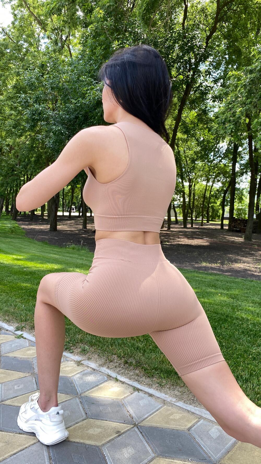 Велосипедки у рубчик made in Italy XS/S, Бежевий