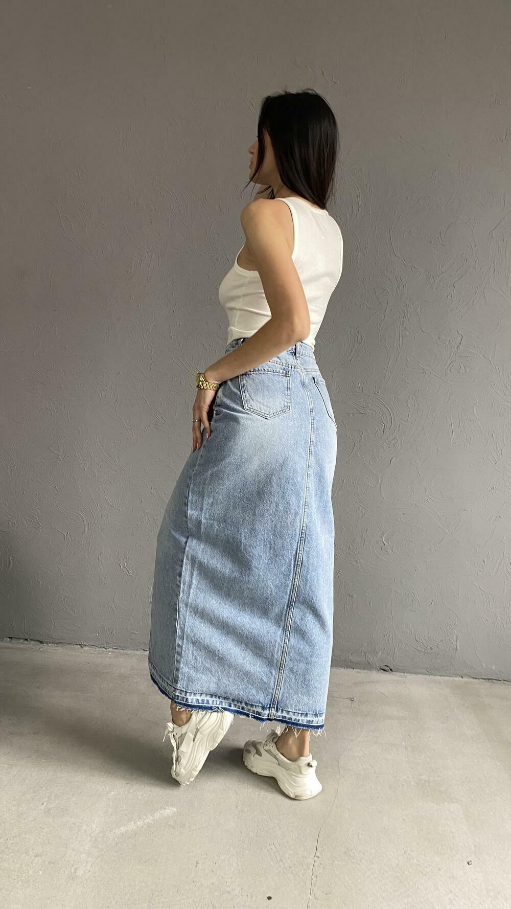 Спідниця довга, джинсова з розрізом спереду Farfallina made in Italy 