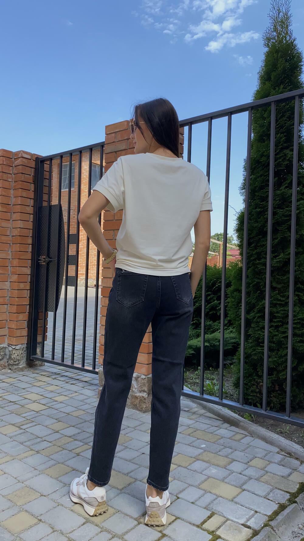 Джинси бойфренд з висвітленням по центру 3691 32, Графітовий