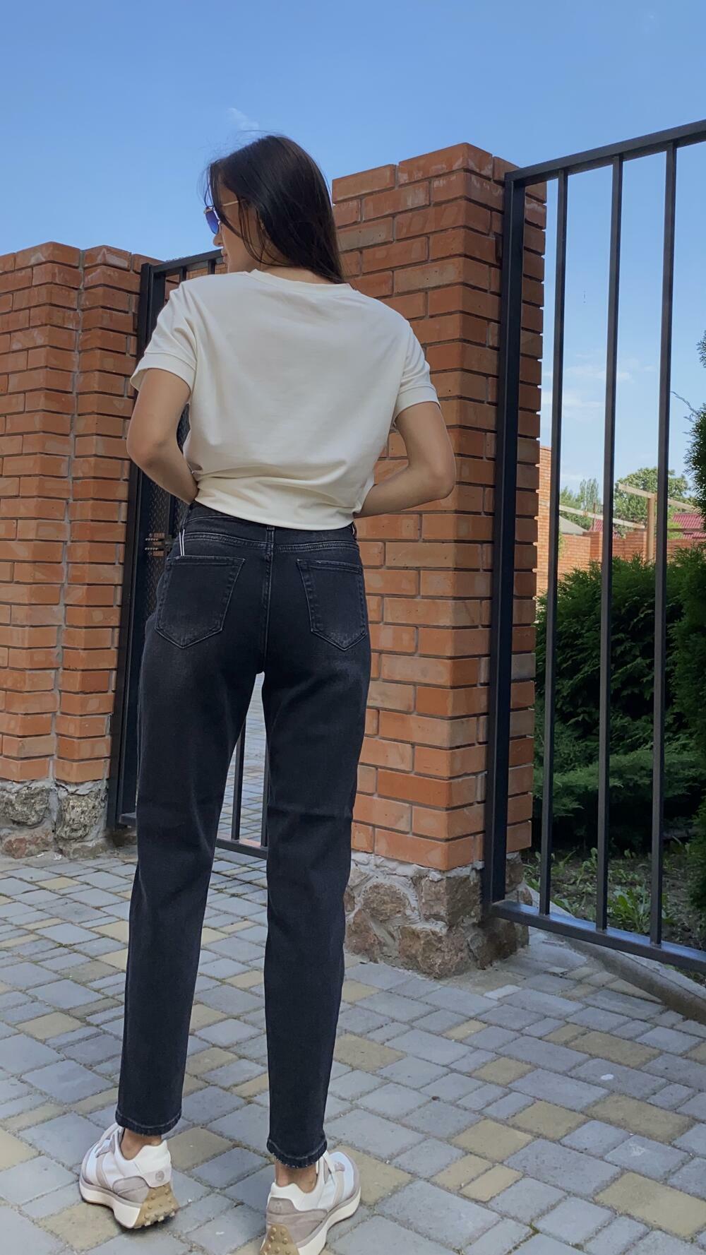 Джинси бойфренд з висвітленням по центру 3691 32, Графітовий