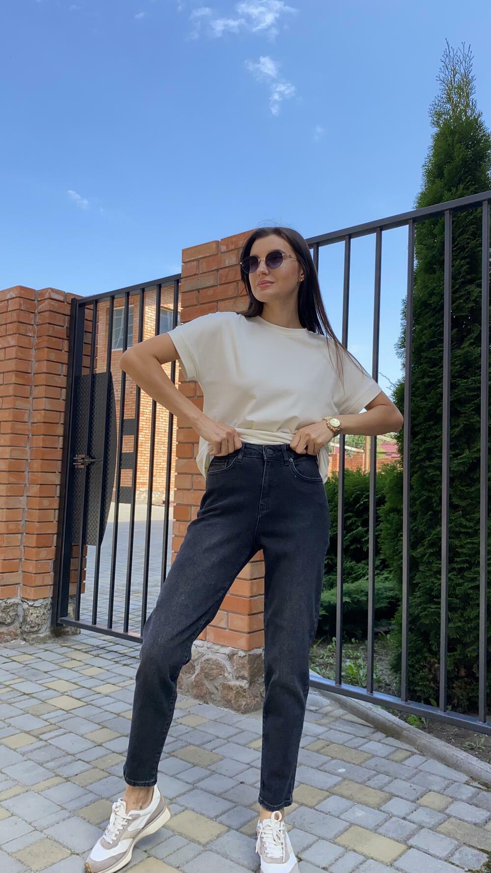 Джинси бойфренд з висвітленням по центру 3691 34, Графітовий