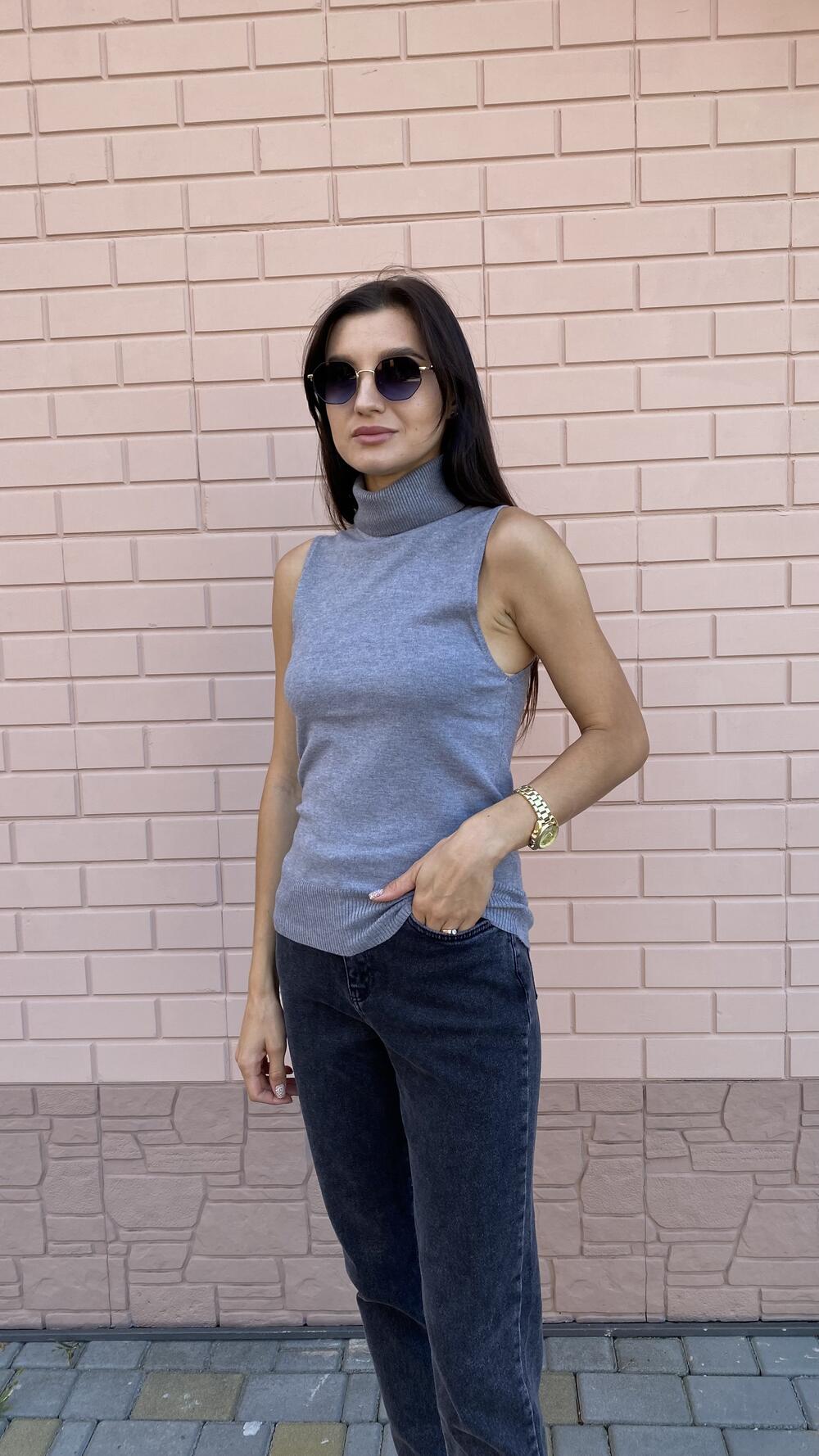 Американка з високим комірцем , гладенька 1885 Lara made in Italy S/M, Сірий