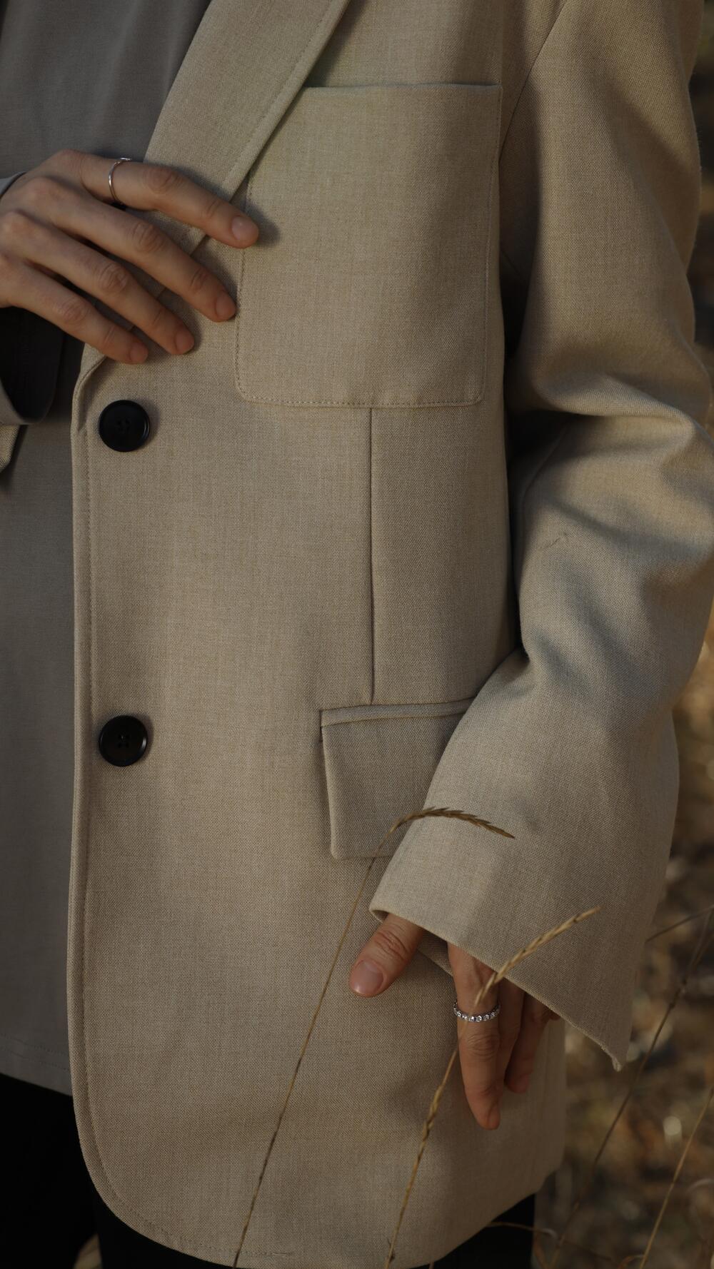 Піджак з накладною кишенею на грудях Olive Oversize, Бежевий