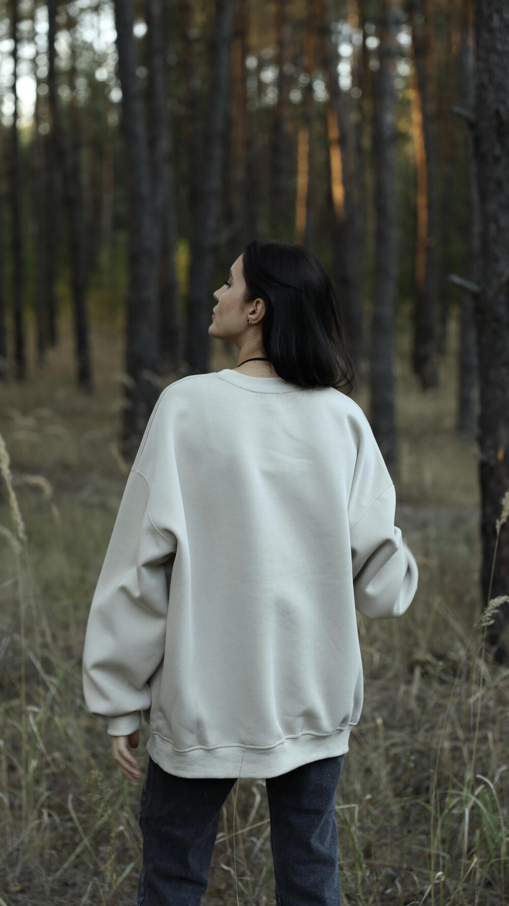 Світшот подовжений з принтом Beautiful Oversize, Бежевий