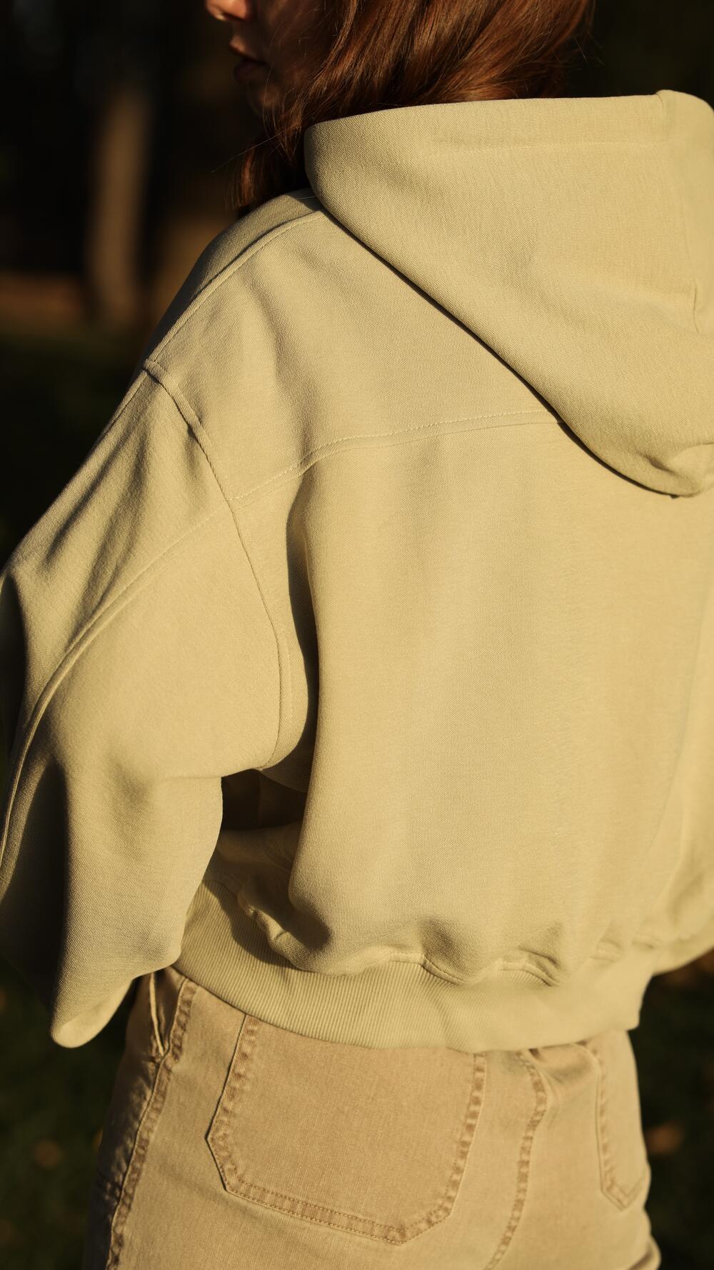 Худі вкорочене з вишивкою Coppy Oversize, Оливковий