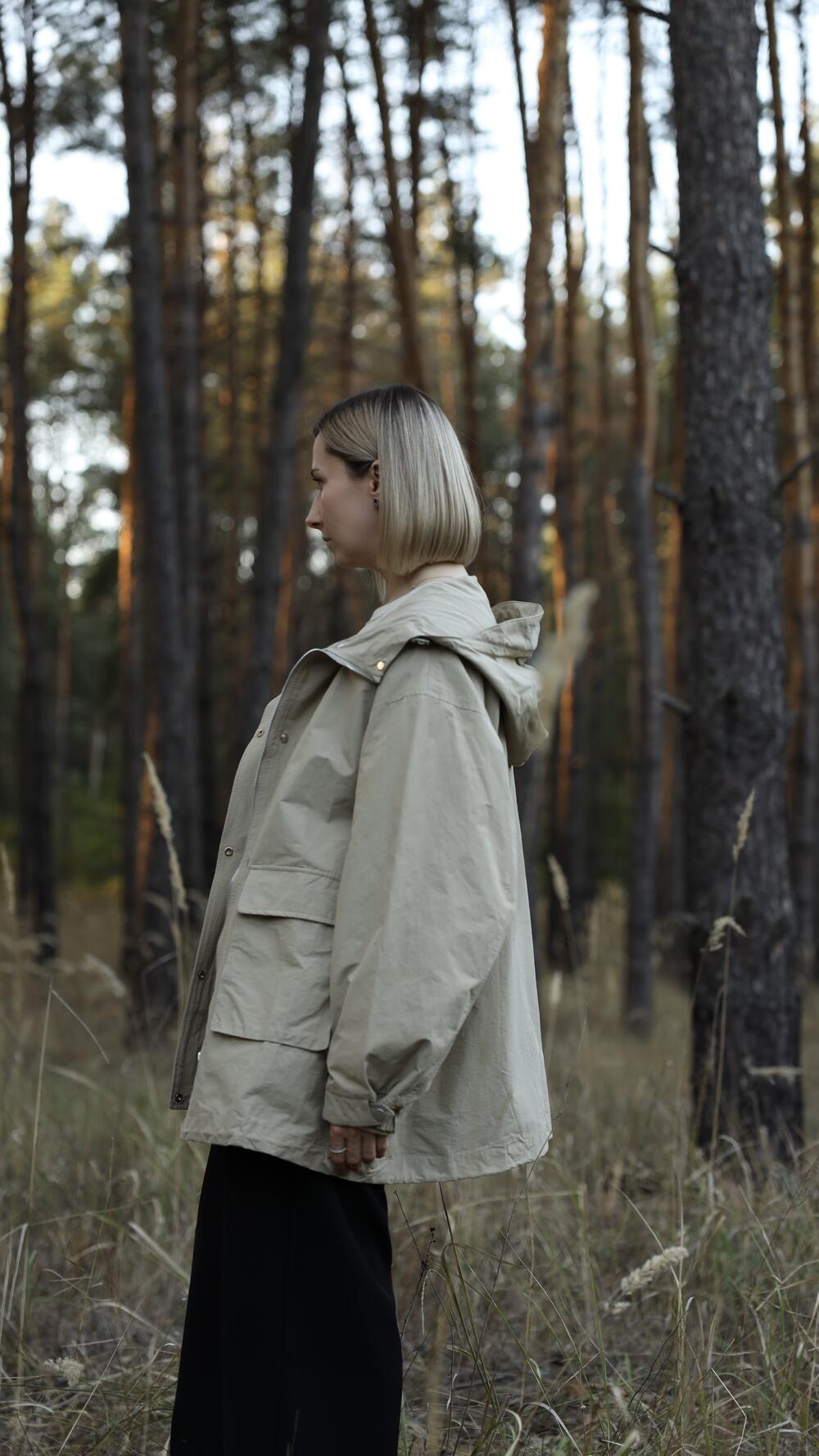 Вкорочений Тренч з накладними карманами Miss LAN Oversize, Бежевий