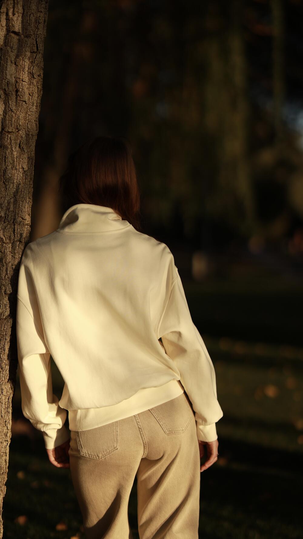 Світшот авіатор з кишенями попереду Oversize, Кремовий