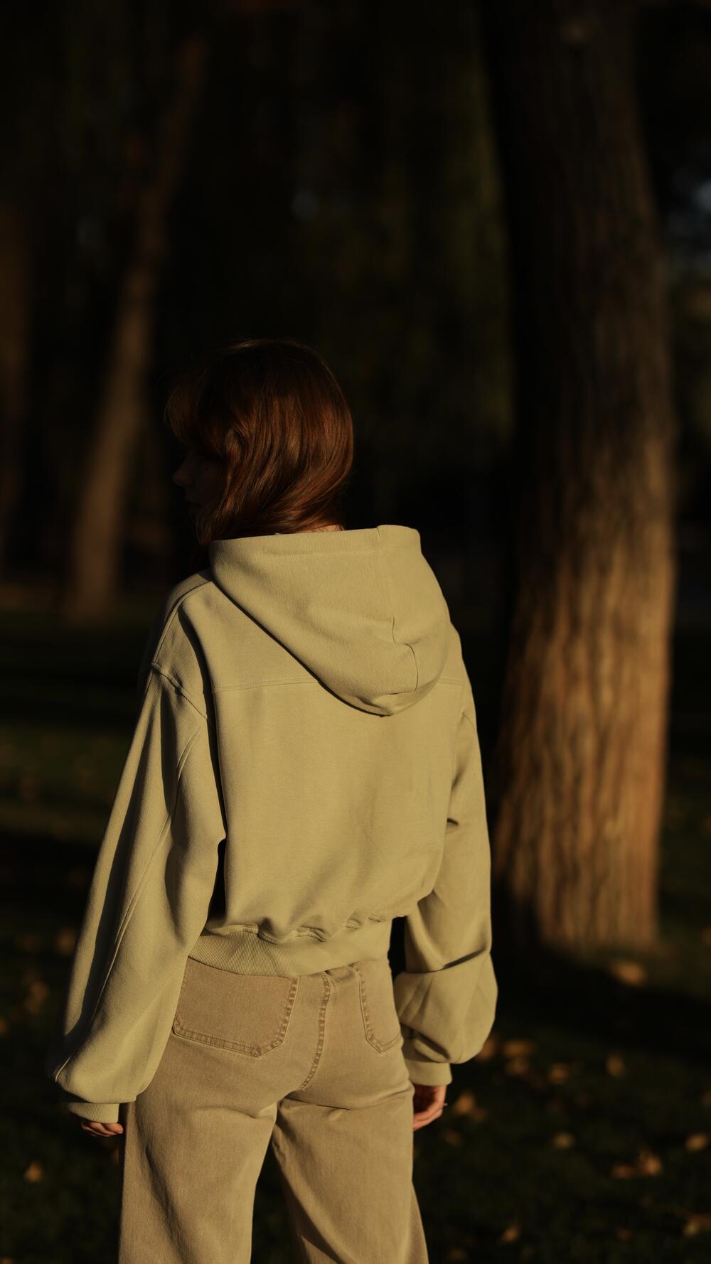 Худі вкорочене з вишивкою Coppy Oversize, Оливковий