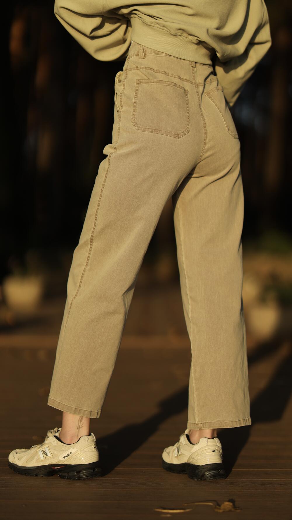 Джинси з швом на карманах, прямі Olive S, Хакі