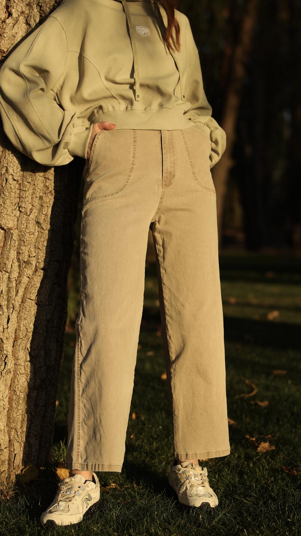 Джинси з швом на карманах, прямі Olive S, Хакі