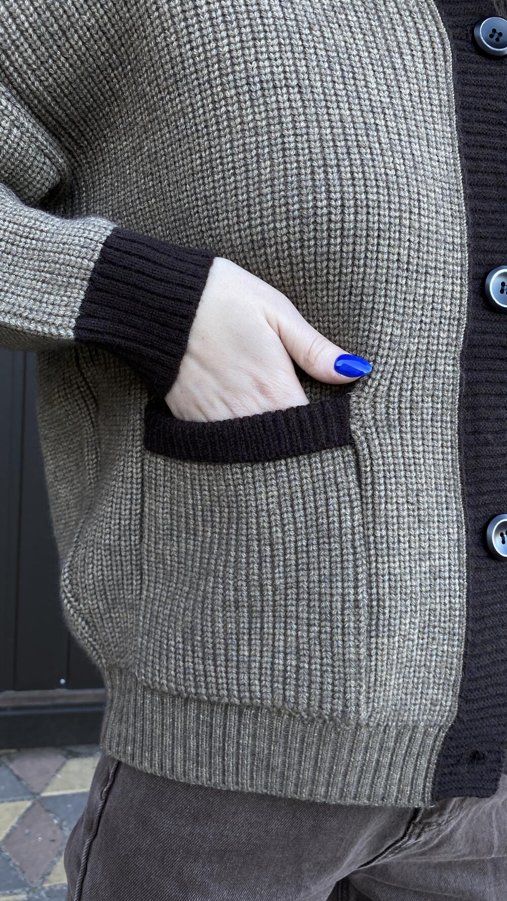 Кардиган з кишенями та капором Oversize, Капучіно