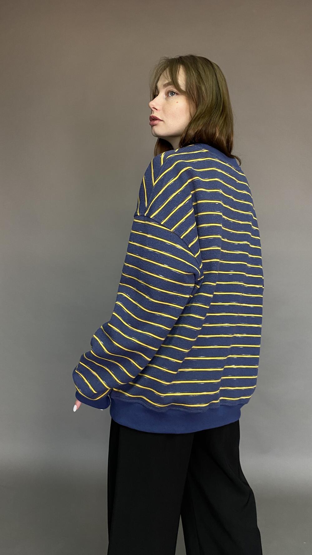 Світшот у смужку, з махри Oversize, Синій