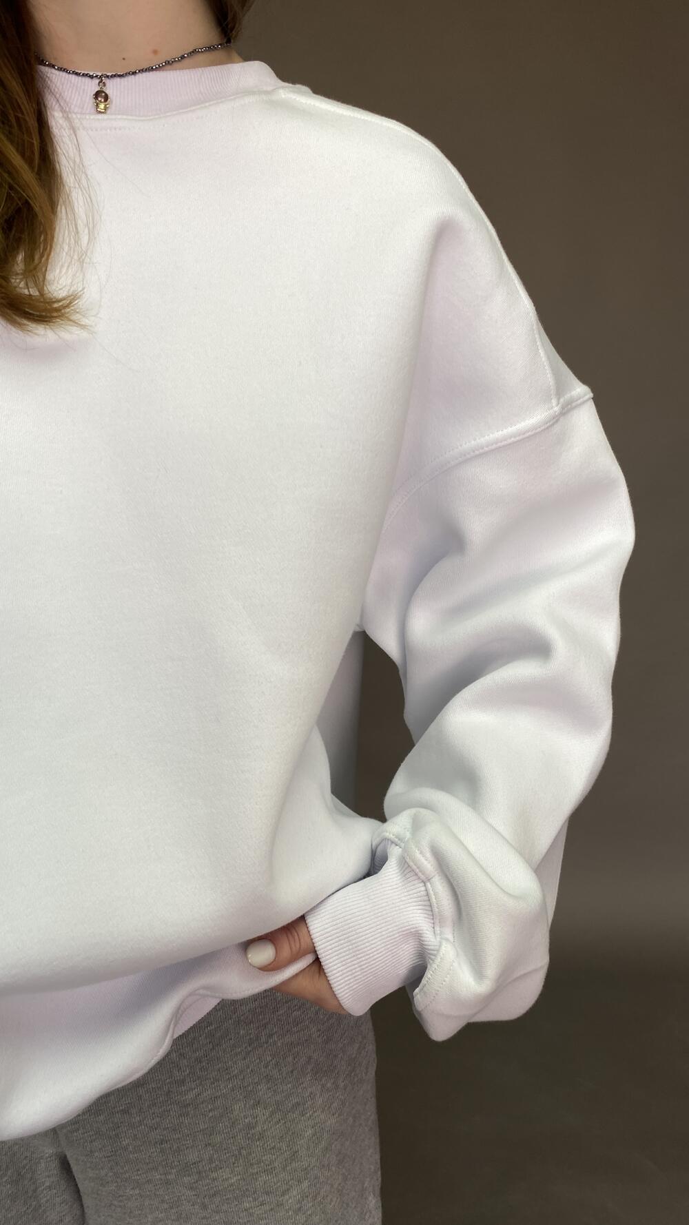 Світшот без принту, обʼємний, щільний Oversize, Білий