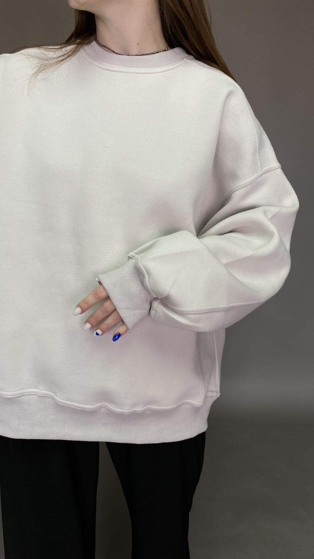 Світшот без принту, обʼємний, щільний Oversize, Тауп