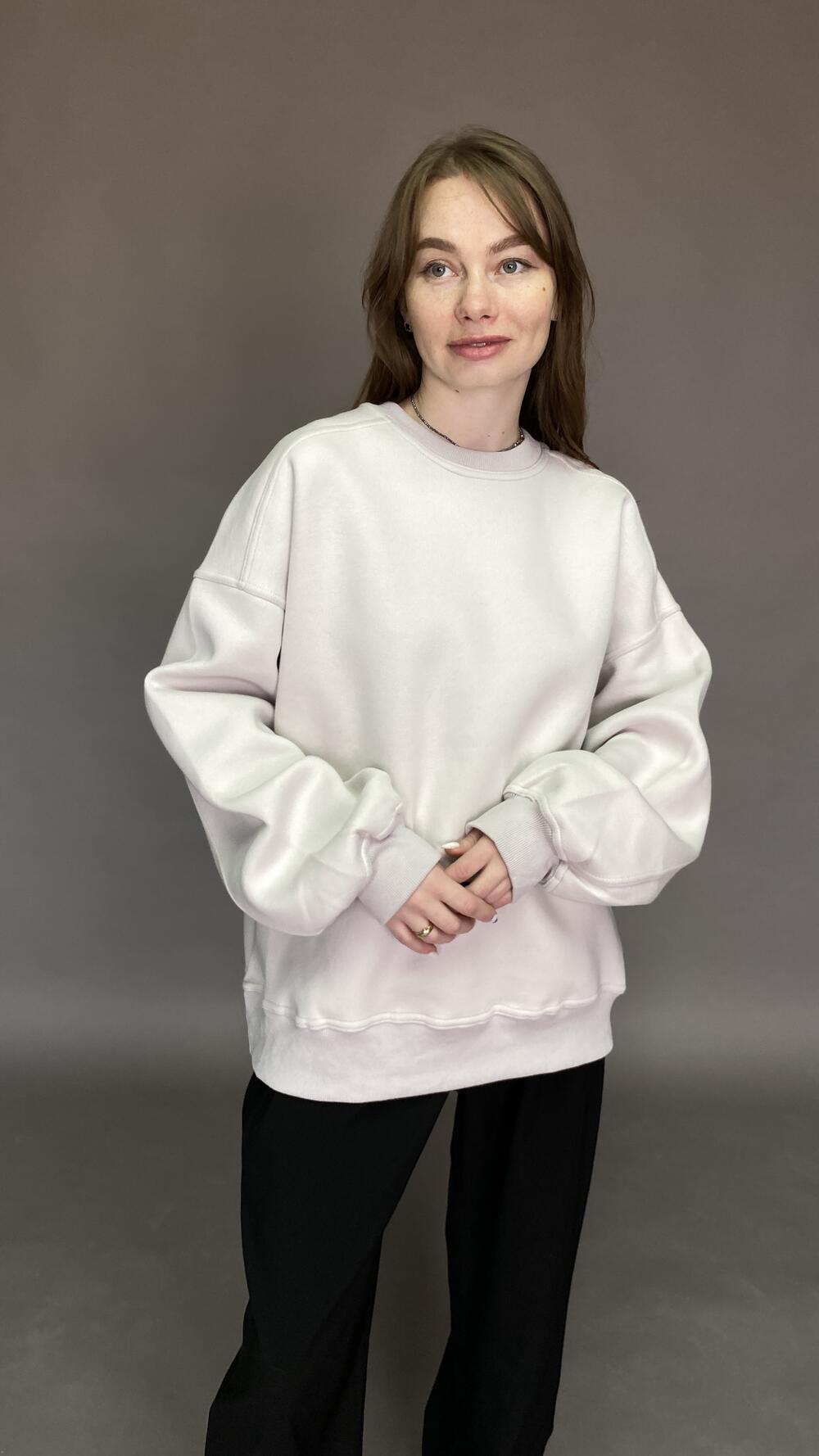 Світшот без принту, обʼємний, щільний Oversize, Тауп