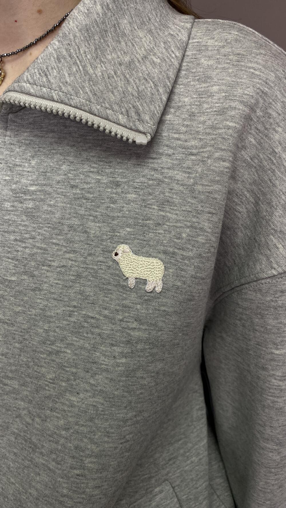 Світшот у формі авіатора, з нашивкою барашек Oversize, Сірий