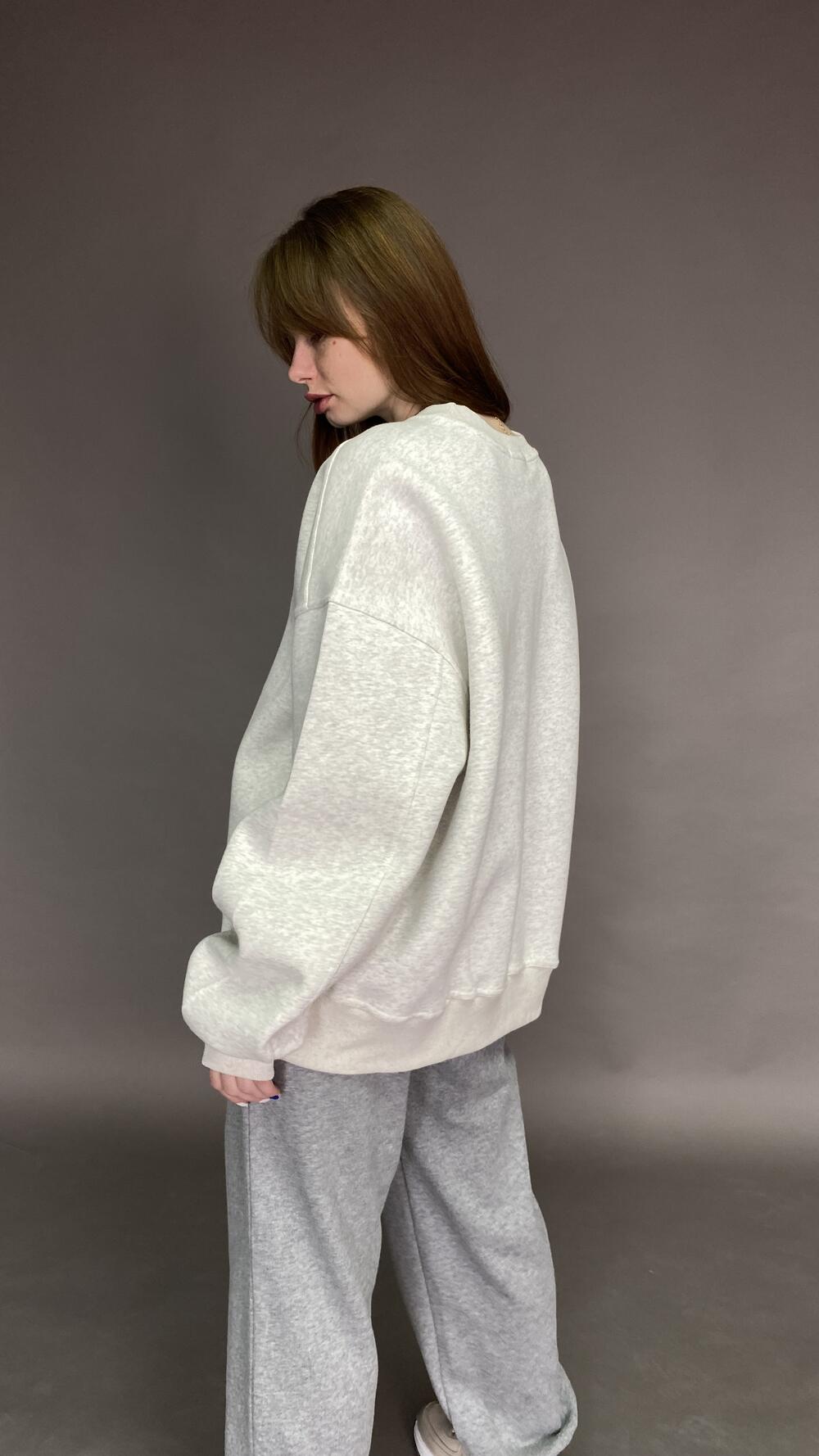 Світшот без принту, обʼємний, щільний Oversize, Сірий меланж