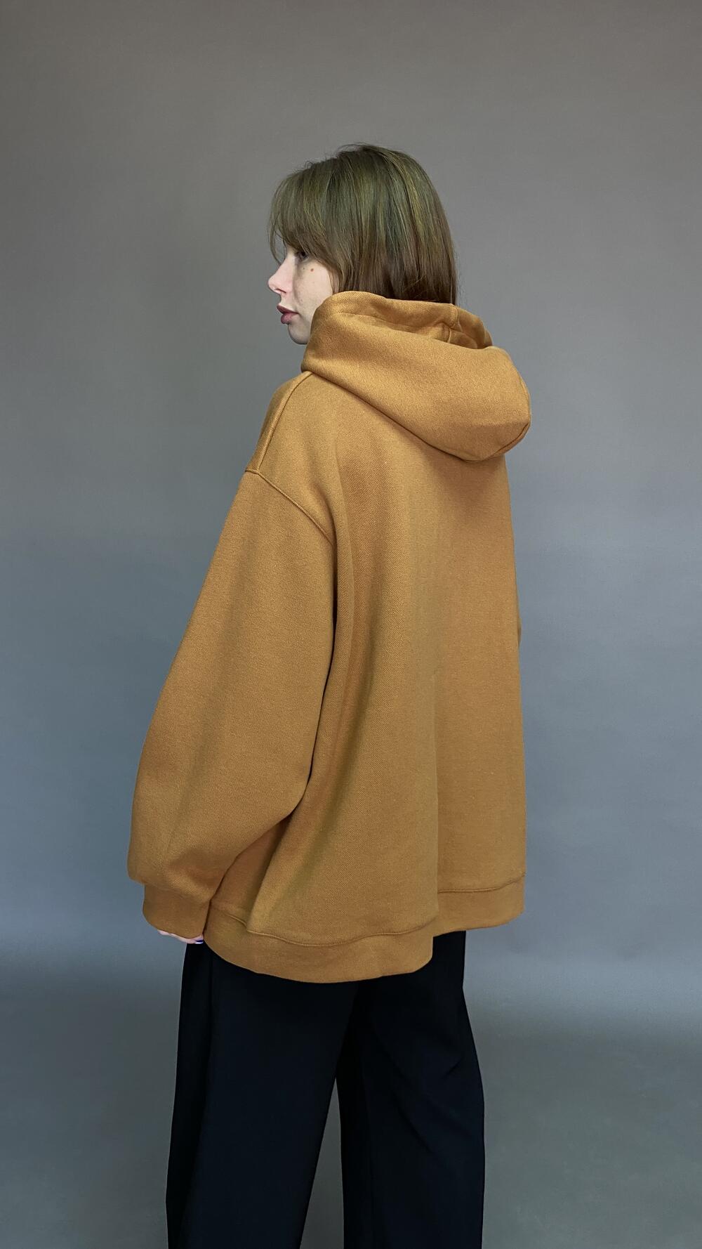 Худі з блискавкою з принтом Certainly Oversize, Кемел