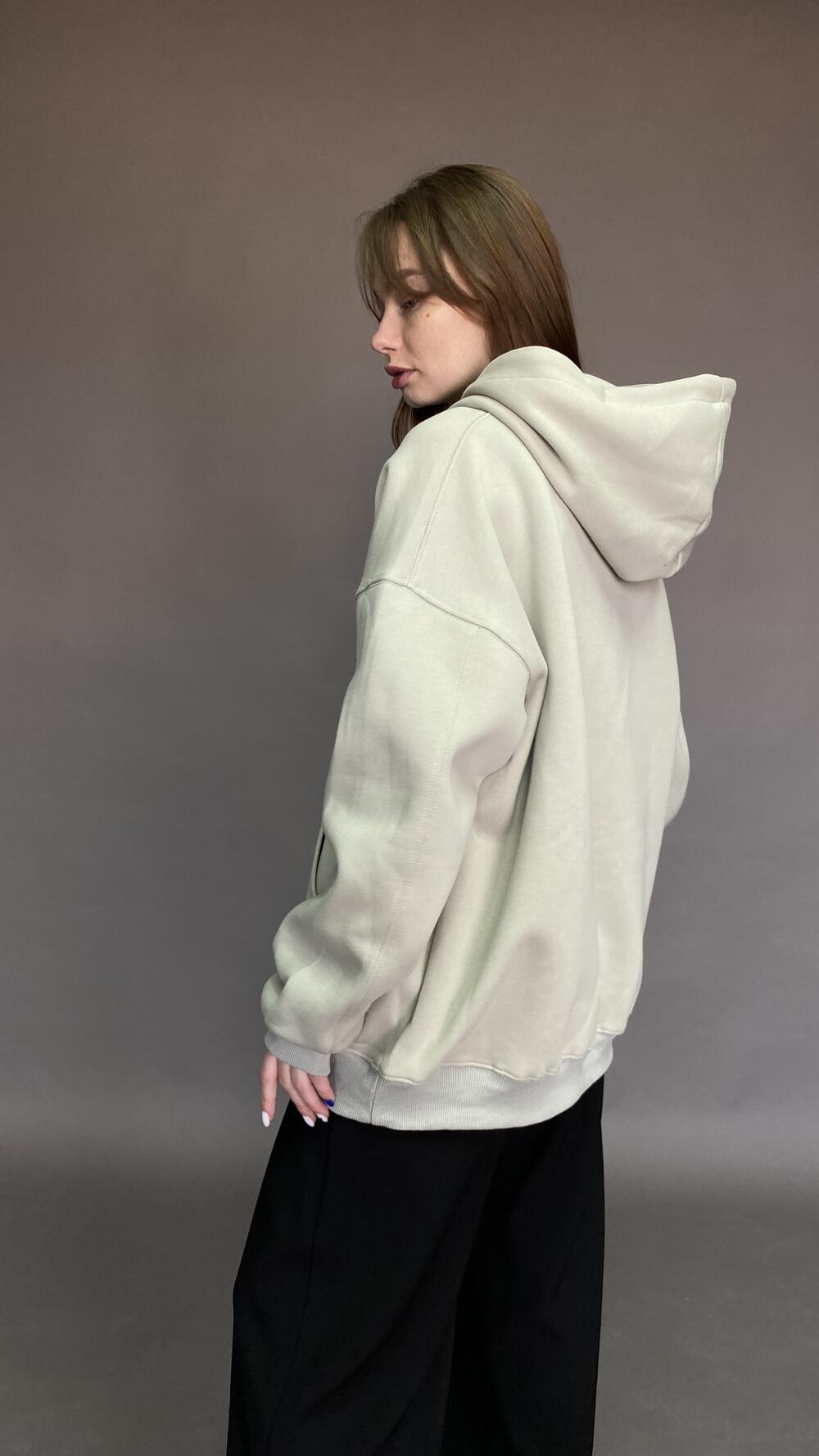 Худі з кишенями та швом на рукавах Oversize, Оливковий