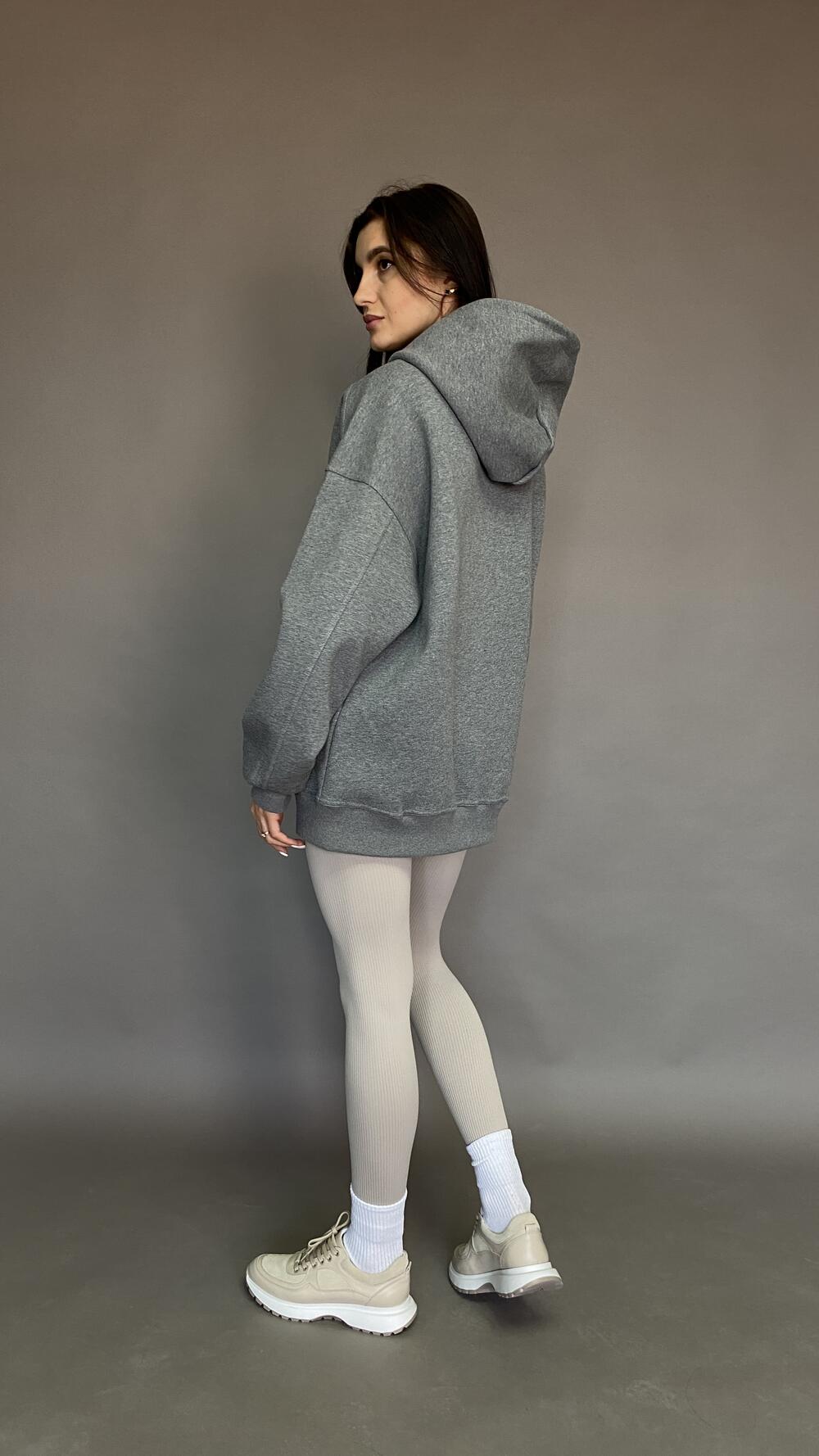 Худі щільне з кнопкою та принтом Prosecco Oversize, Сірий