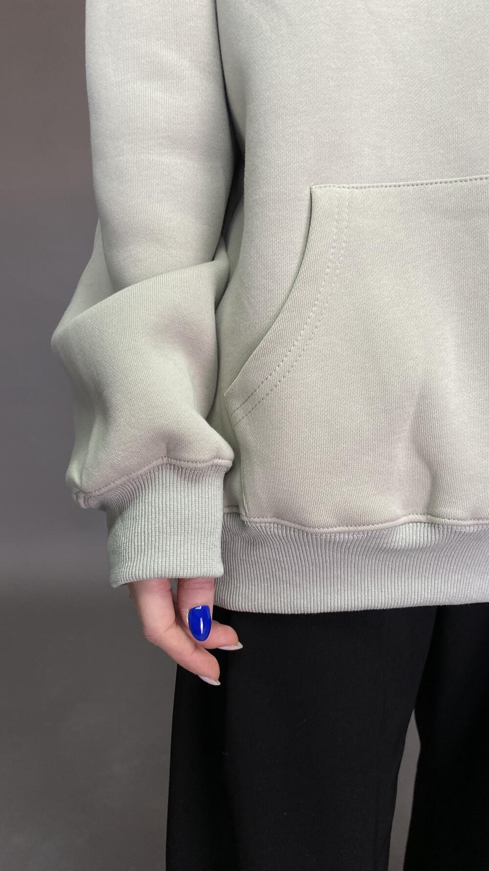 Худі з кишенями та швом на рукавах Oversize, Оливковий