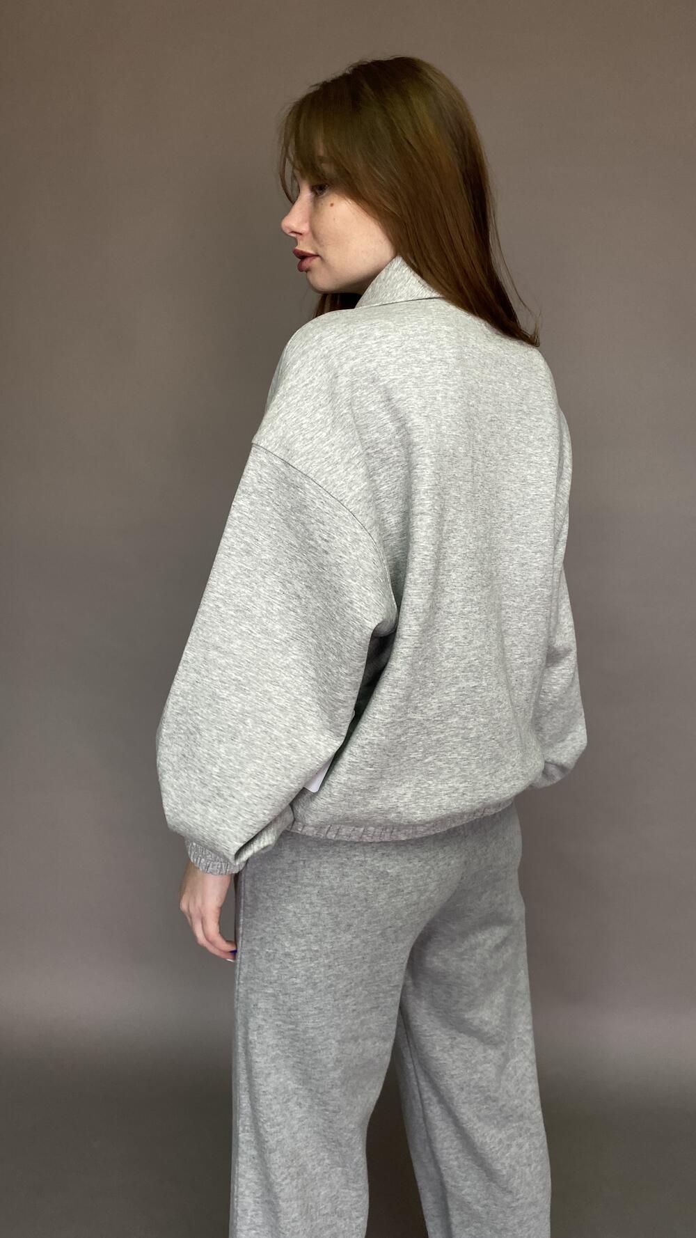 Світшот у формі авіатора, з нашивкою барашек Oversize, Сірий