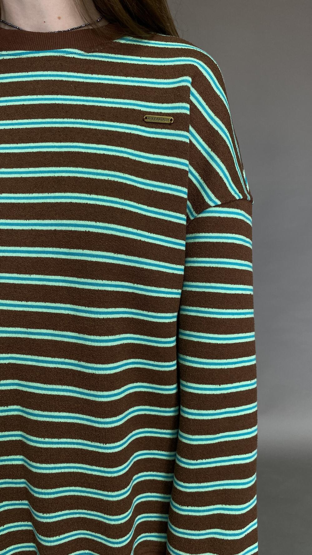 Світшот у смужку, з махри Oversize, Шоколадний