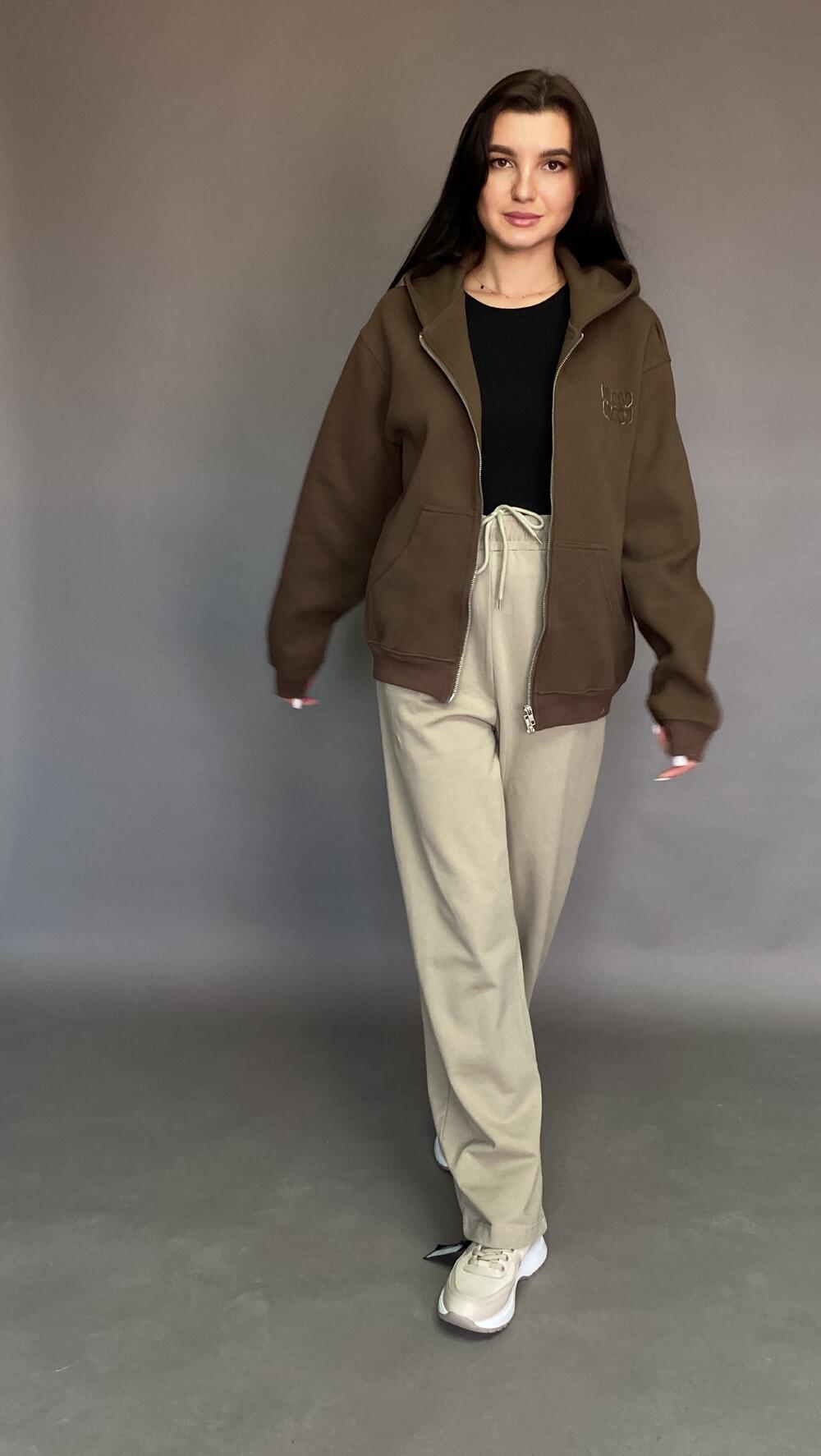 Худі щільне, з блискавкою, широке Humsmr Oversize, Шоколадний