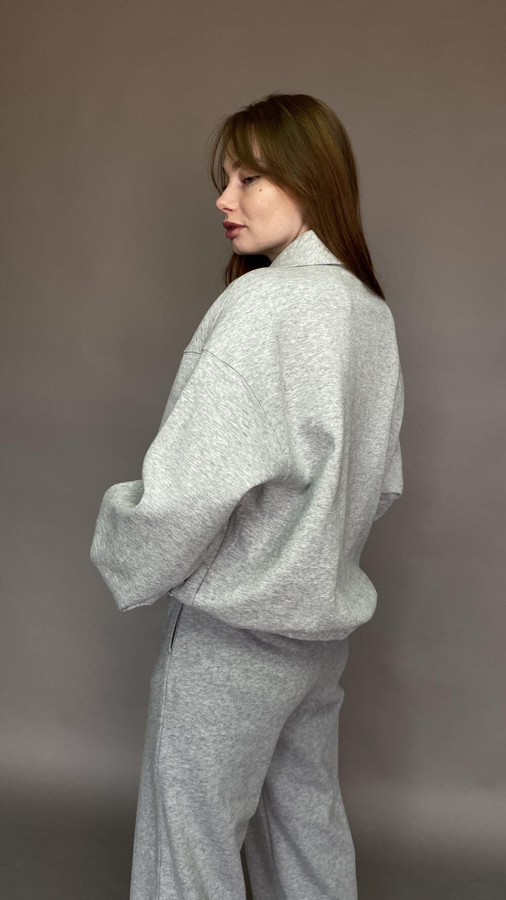 Світшот у формі авіатора, з нашивкою барашек Oversize, Сірий