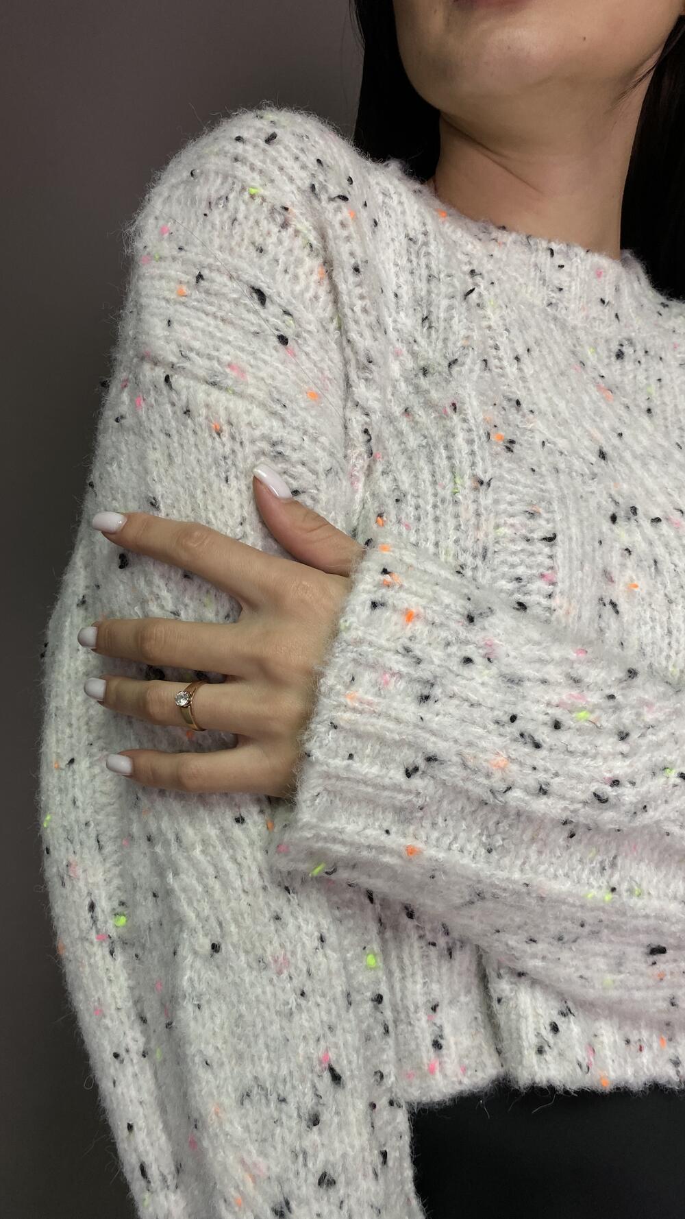 Джемпер з кольоровим вкрапленням Oversize, Сірий