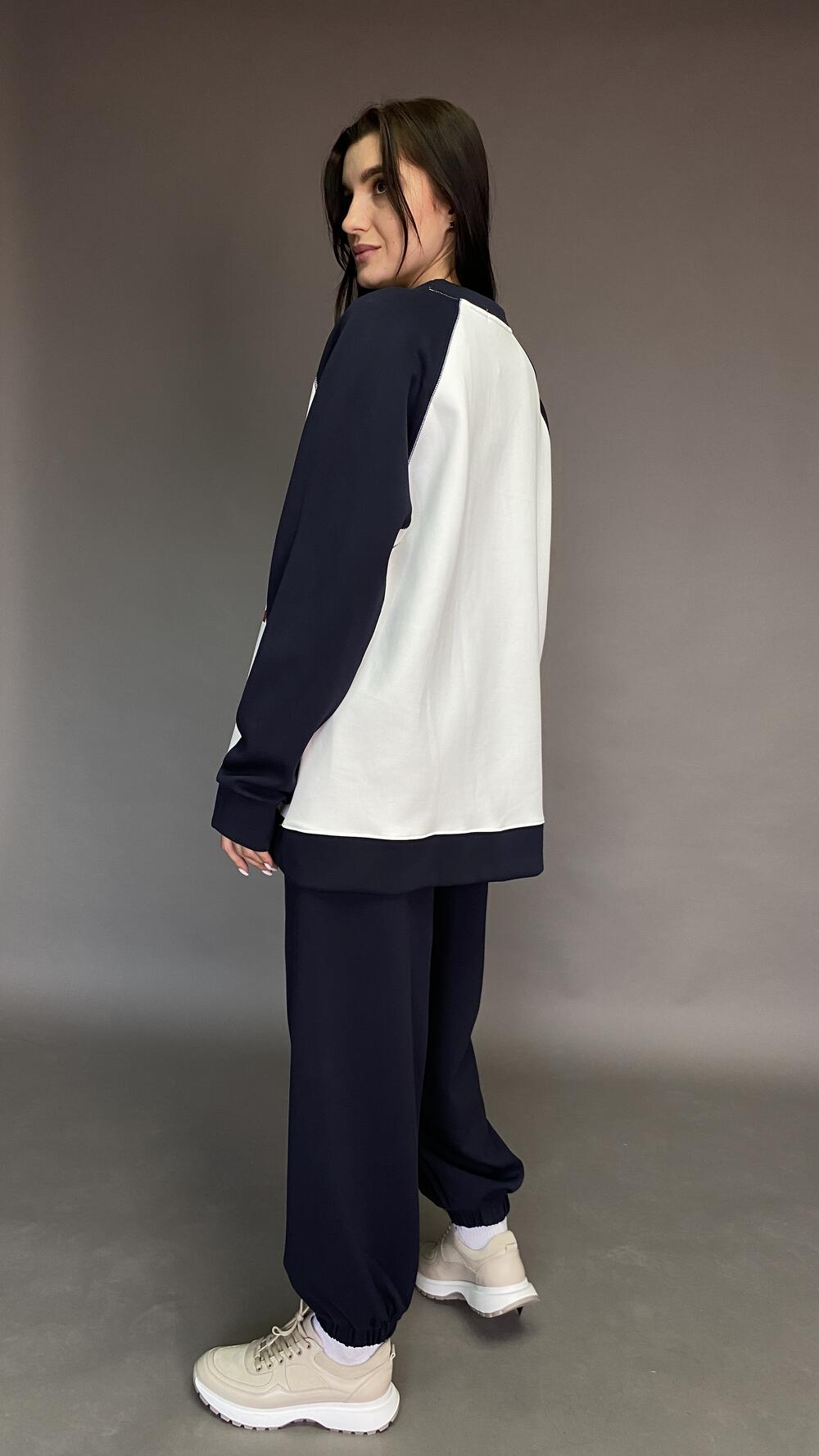 Костюм з принтом Ohio на грудях з світшотом та джогерами Oversize, Синій, Oversize, Синій