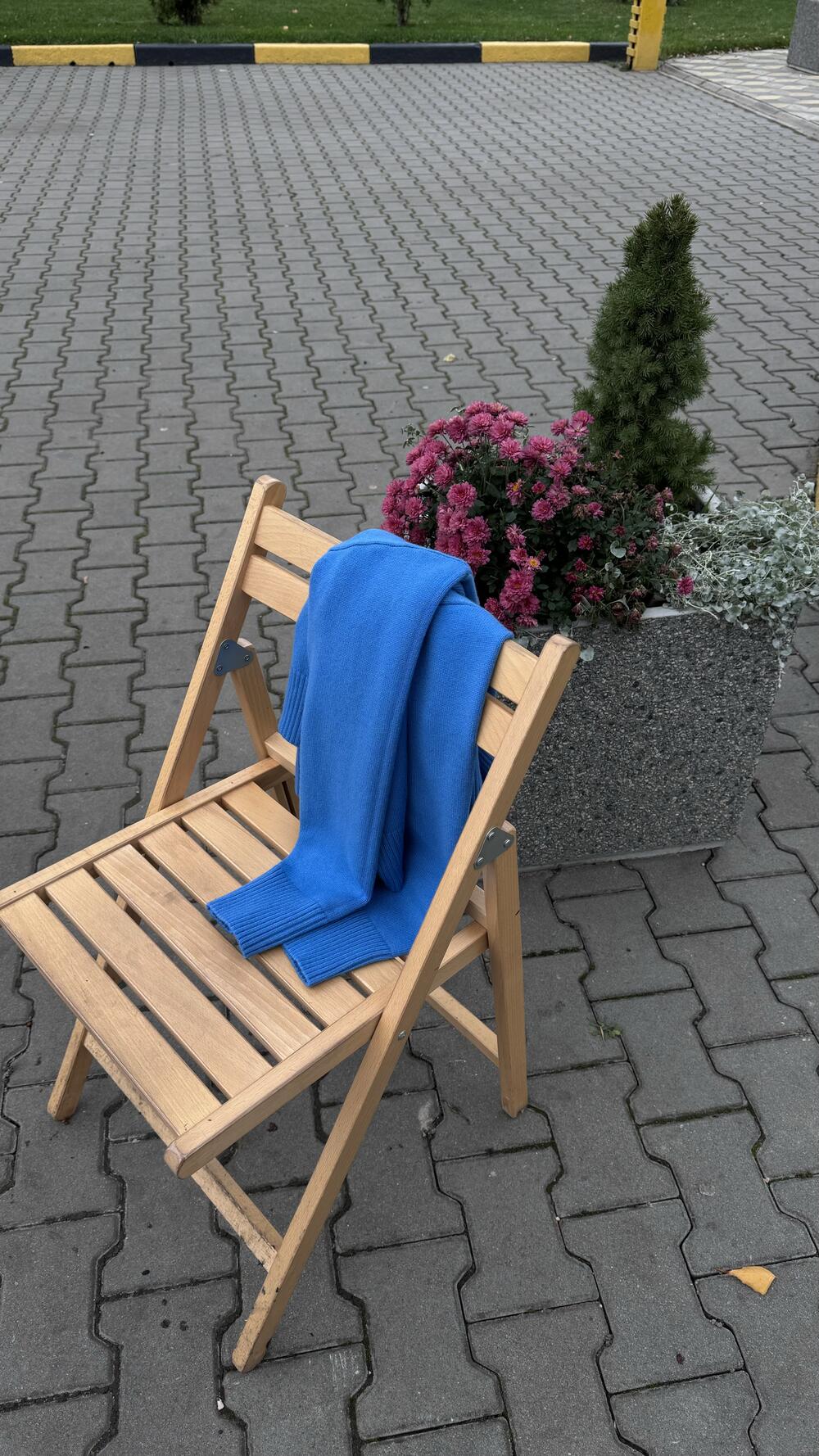 Джемпер без принту базовий, з комірцем стійка Oversize, Денім