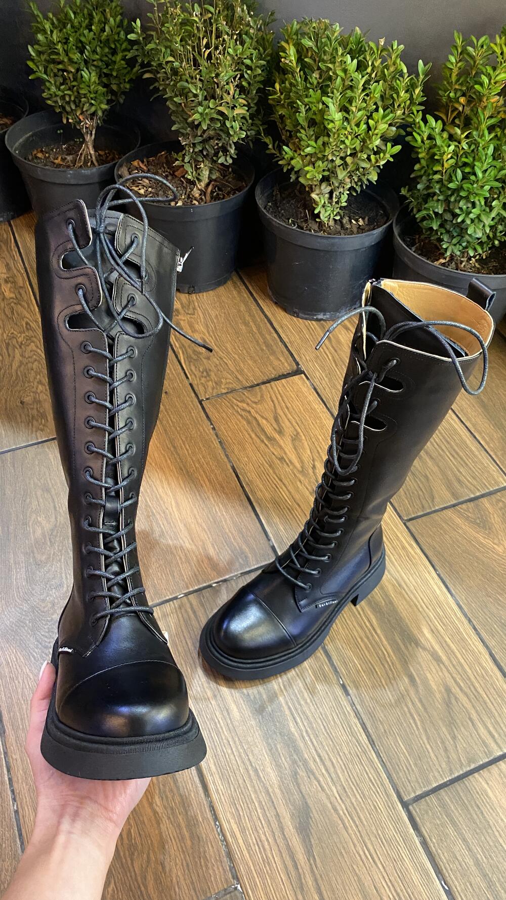 Чоботи зимові, шкіряні, високі 21-033(2)-12 Barbilioni 38, Чорний