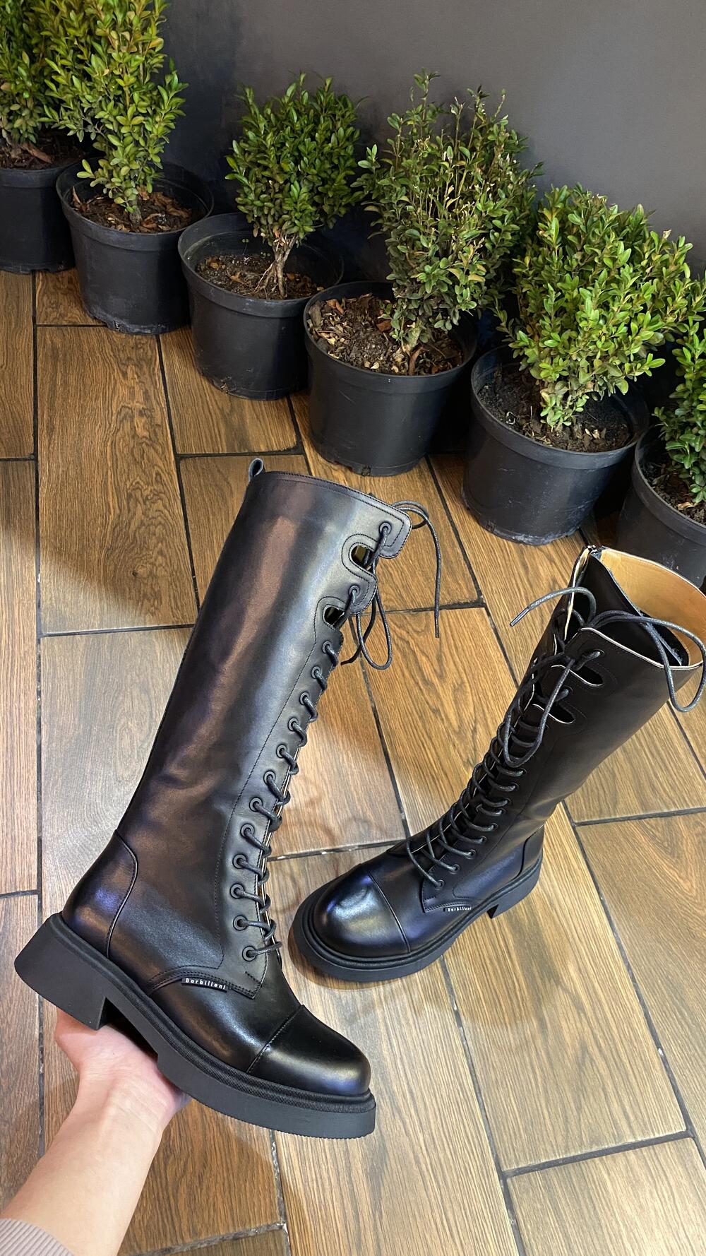 Чоботи зимові, шкіряні, високі 21-033(2)-12 Barbilioni 37, Чорний